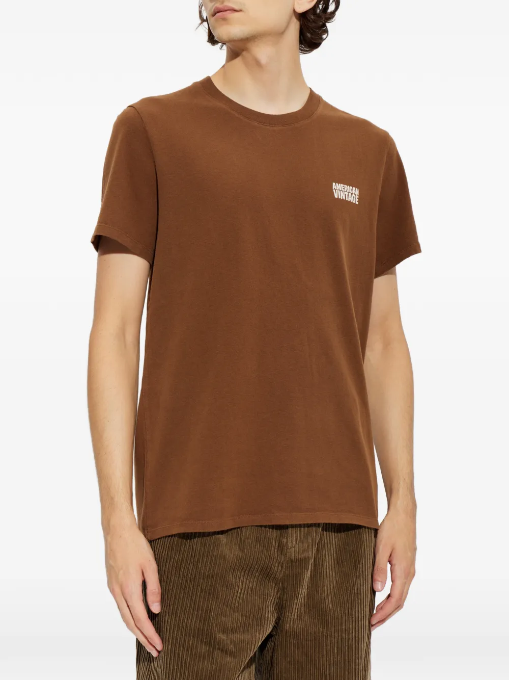American Vintage Ykobow T-shirt met logo-print Bruin