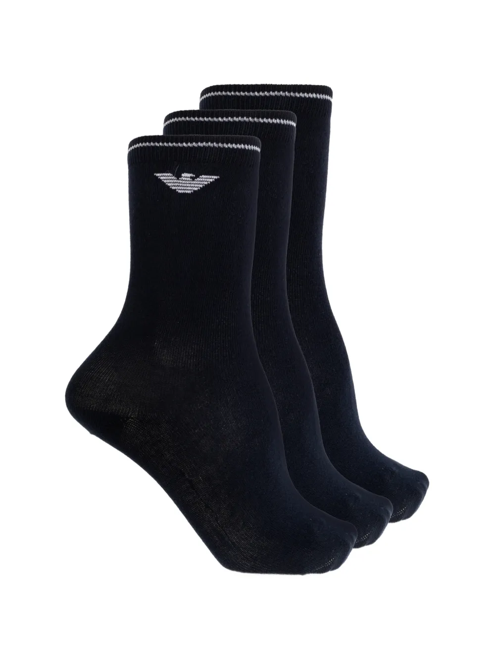Emporio Armani Logo-embroidered Socks (set Of Three) In 블랙