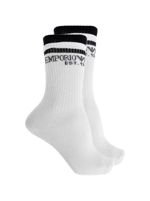 Emporio Armani ribstrikkede strømper med logotryk (sæt med to)