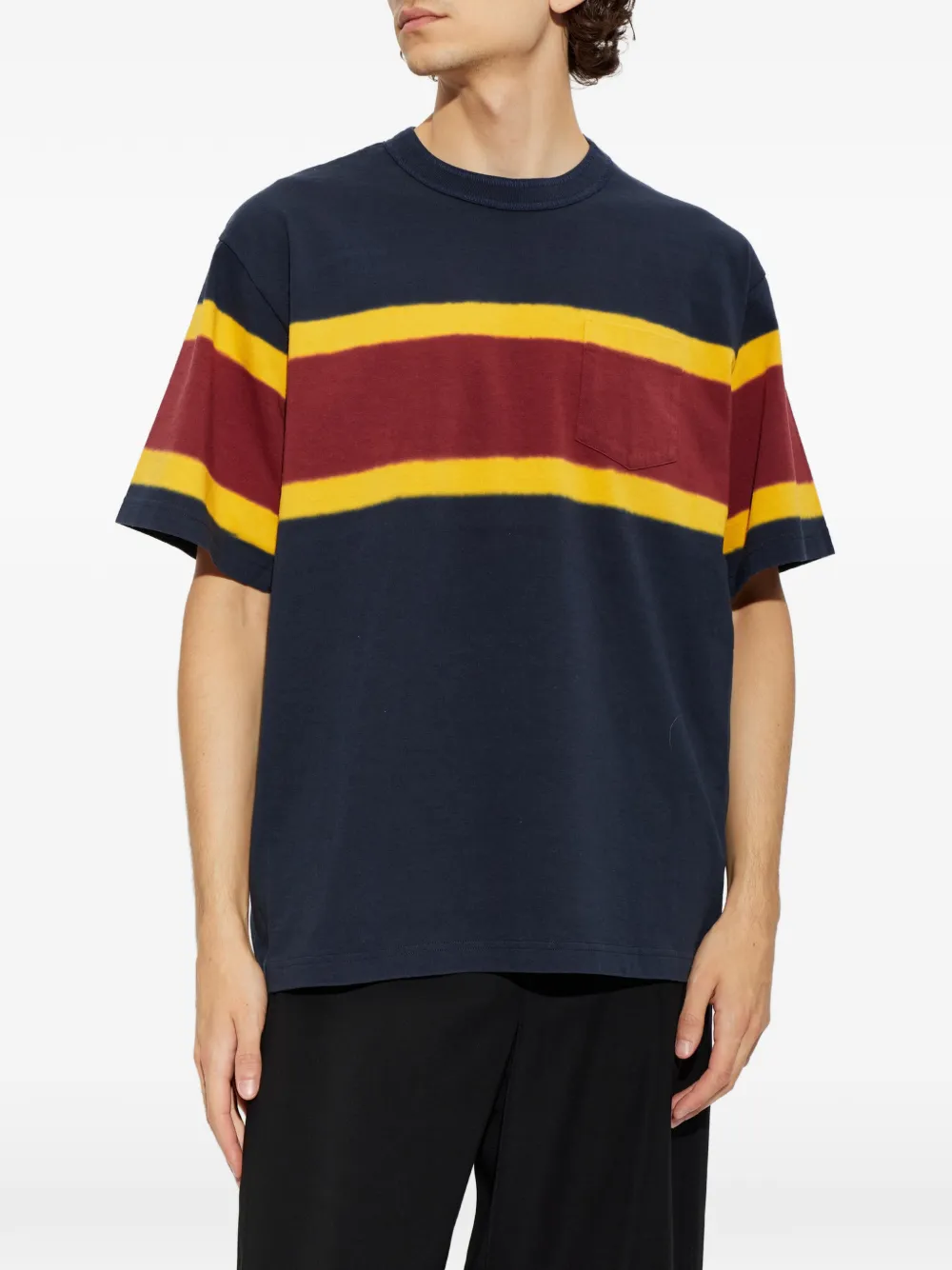 sacai Chusen-dyed cotton T-shirt Blauw