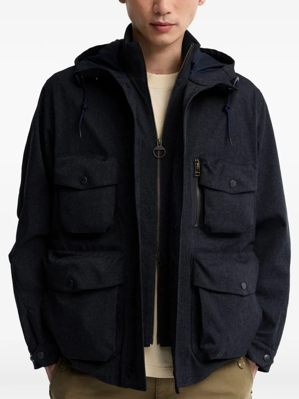 Barbour West Endurance jack met capuchon en meerdere zakken Blauw