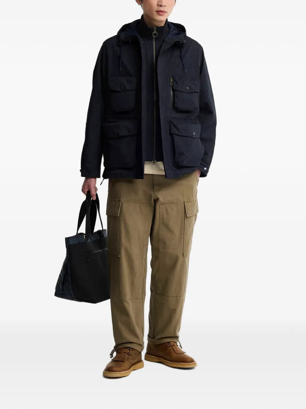 Barbour West Endurance jack met capuchon en meerdere zakken Blauw