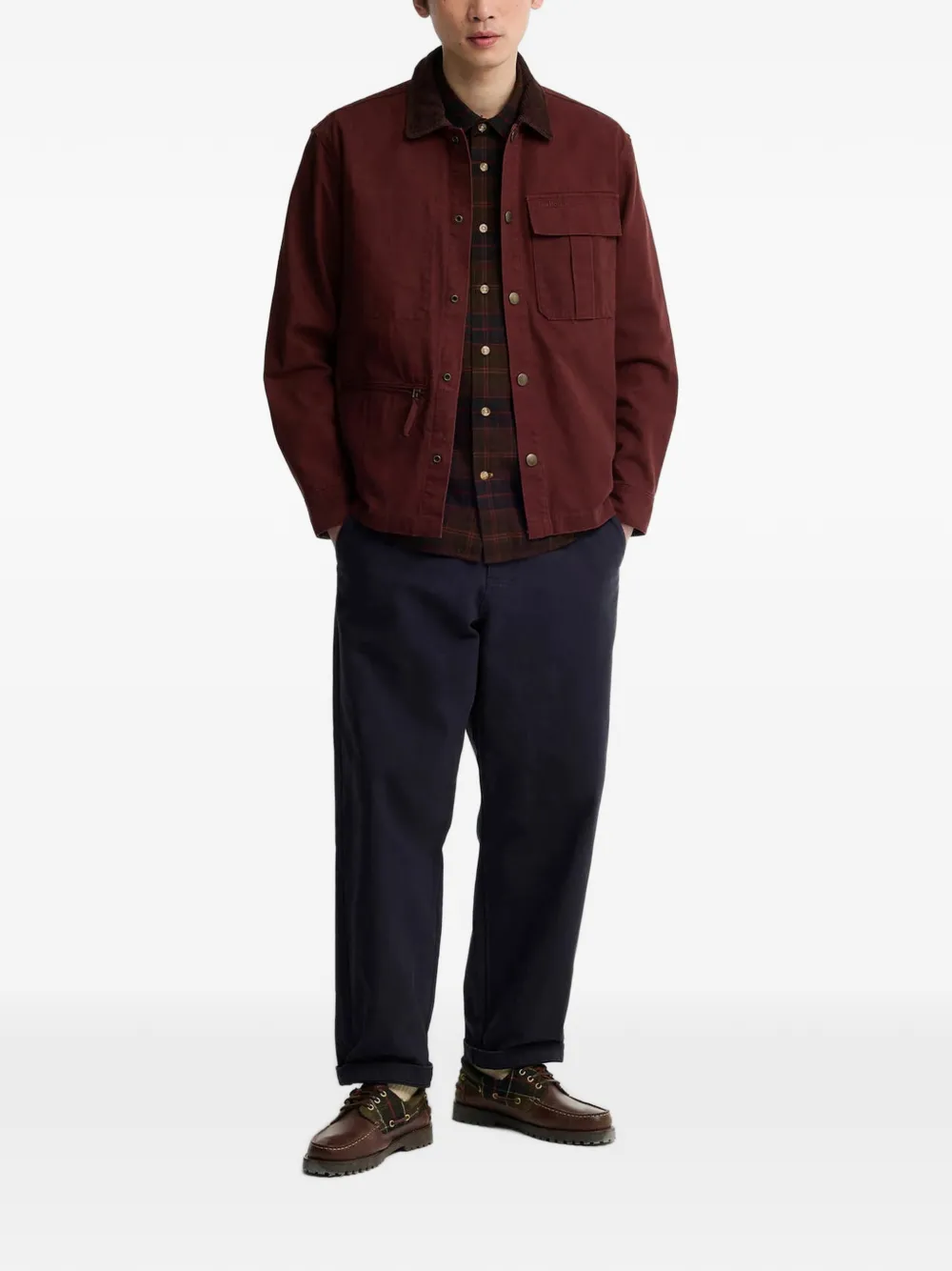 Barbour Ursula shirtjack met ribfluwelen kraag Rood
