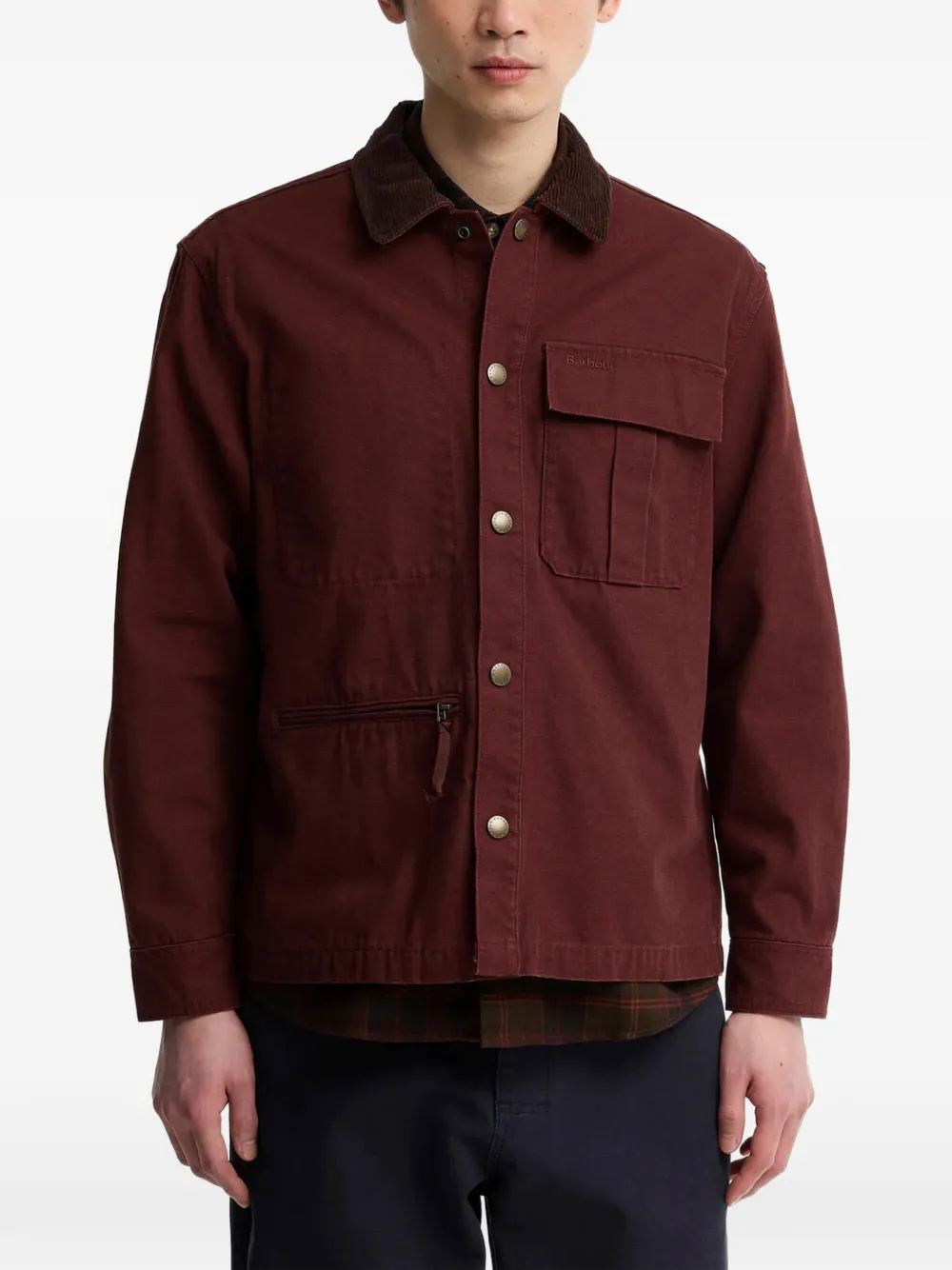 Barbour Ursula shirtjack met ribfluwelen kraag Rood