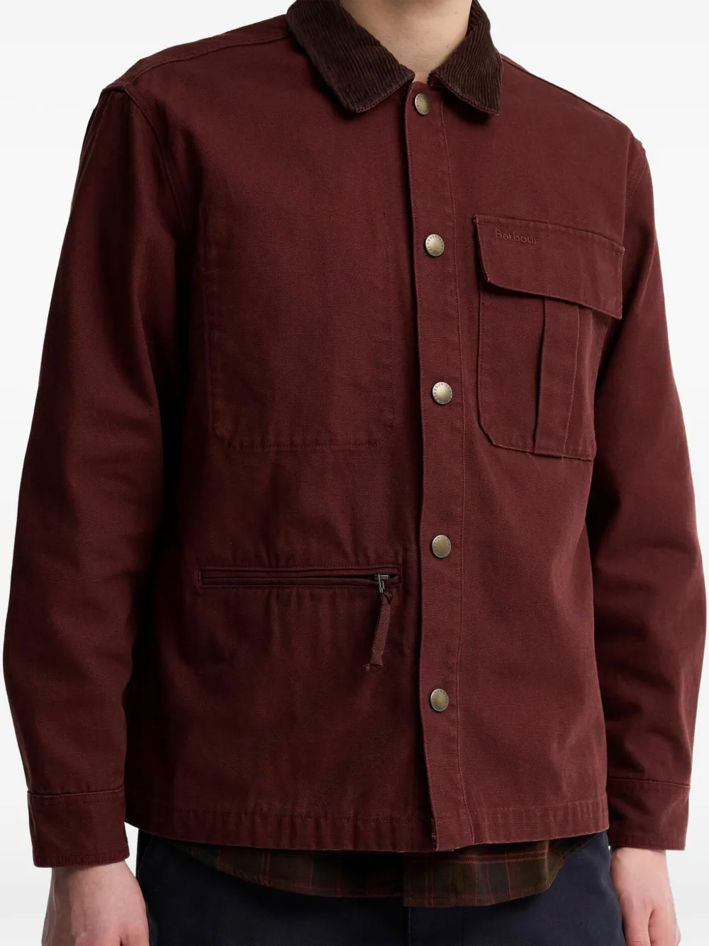 Barbour Ursula shirtjack met ribfluwelen kraag Rood