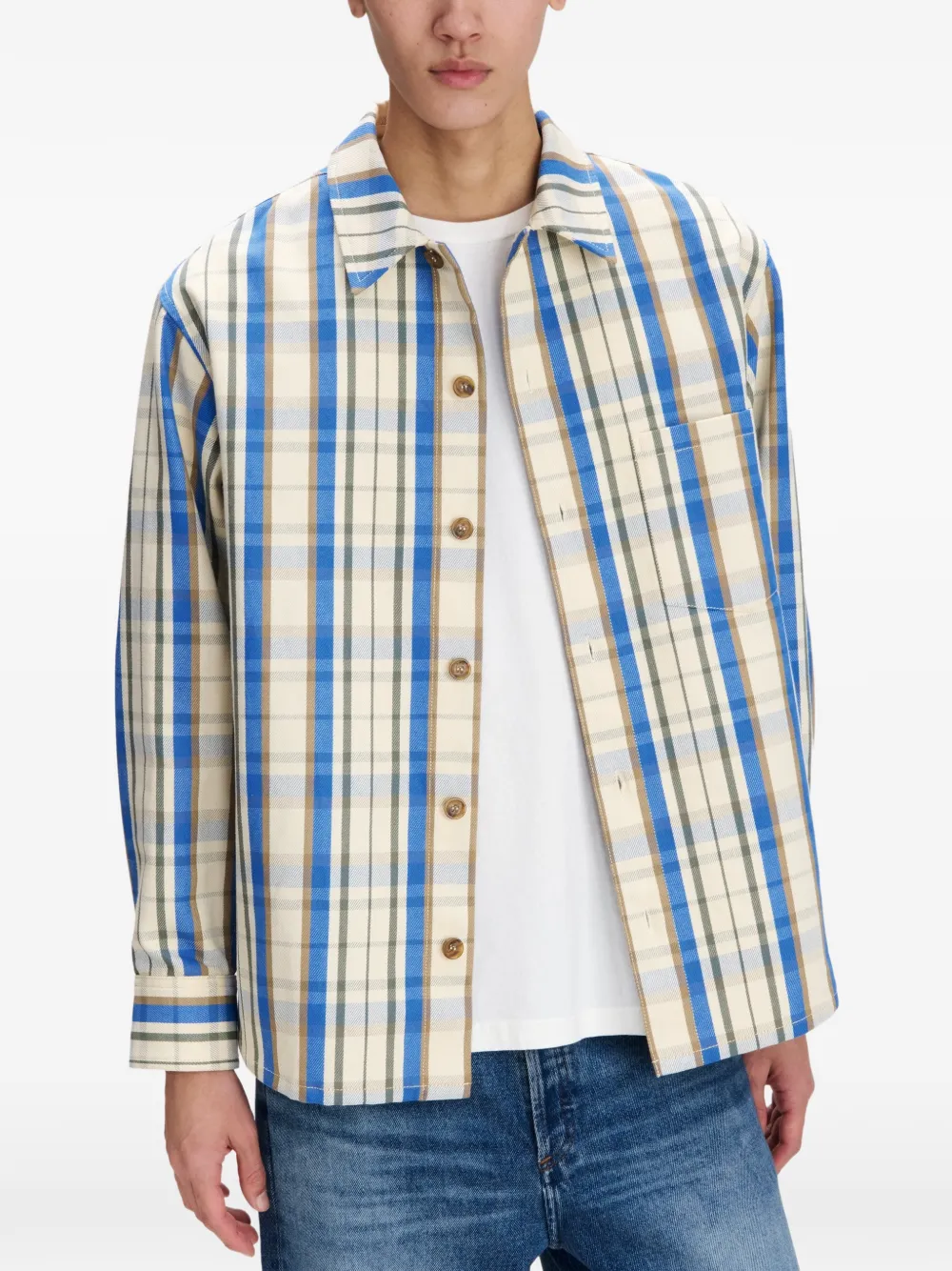 A.P.C. Nathan geruit overhemd Beige