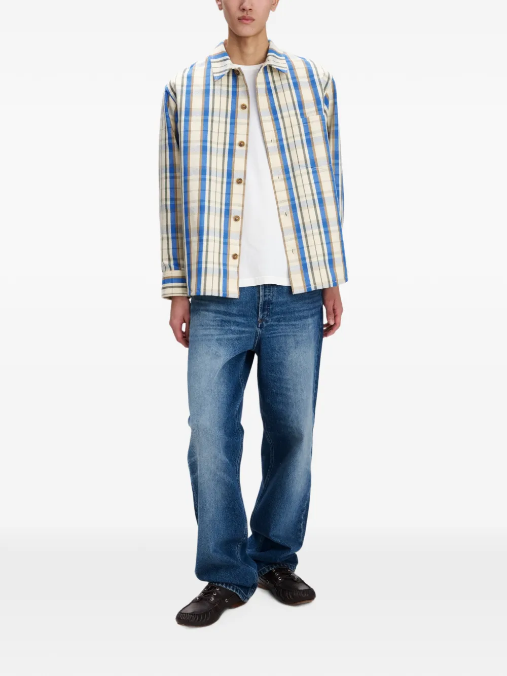 A.P.C. Nathan geruit overhemd Beige