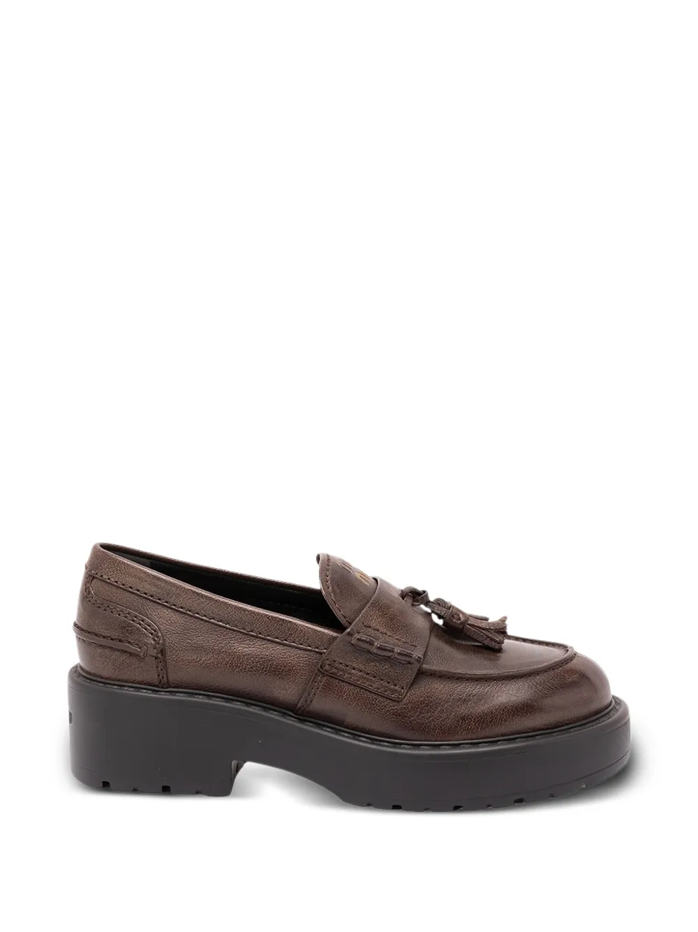 Miu Miu tassel-embellished chunky loafers - Marrone