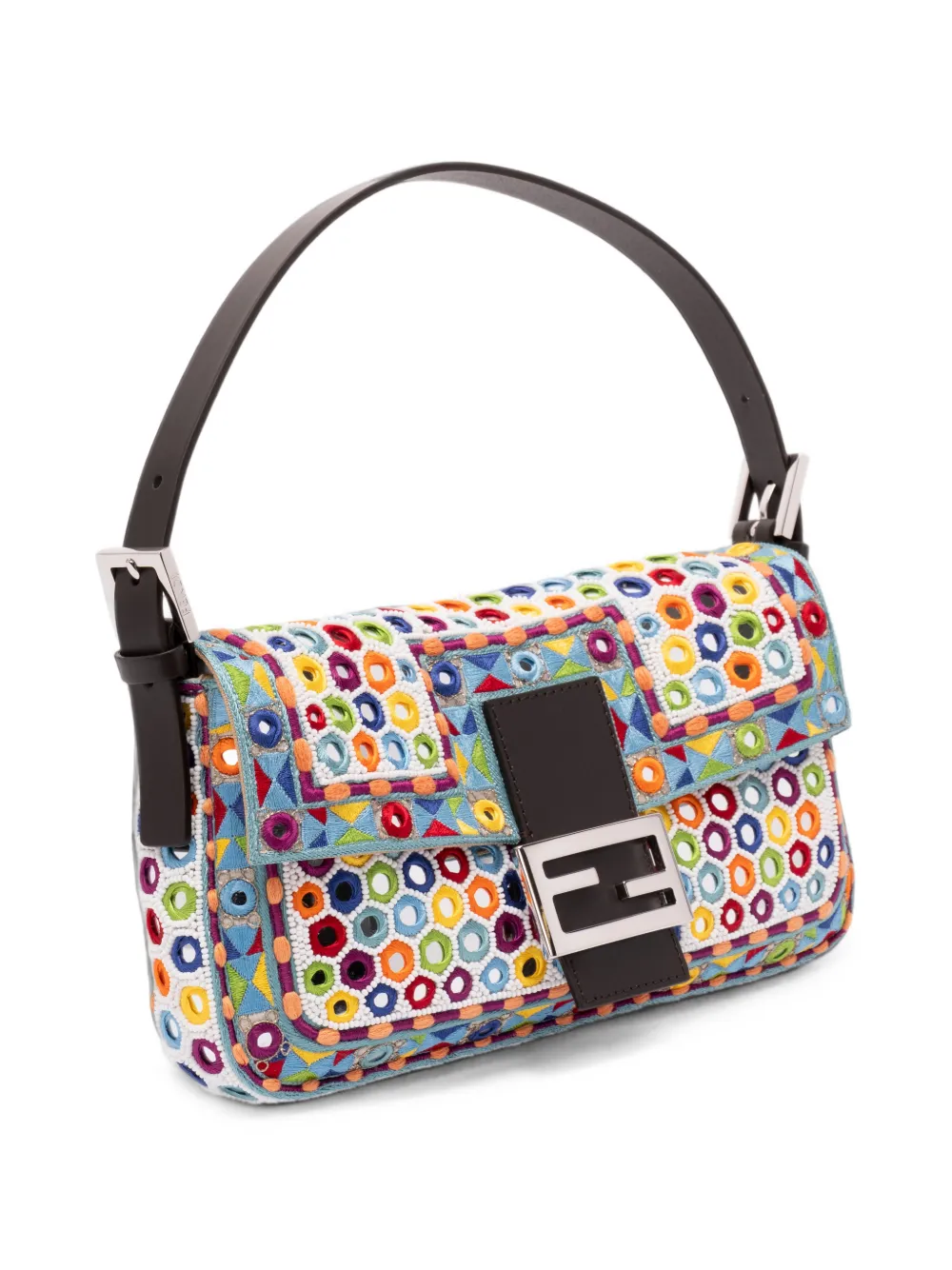 FENDI Baguette Bead-embellished Shoulder Bag in Blue, view 3