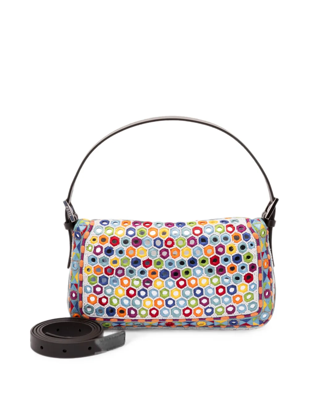 FENDI Baguette Bead-embellished Shoulder Bag in Blue, view 2