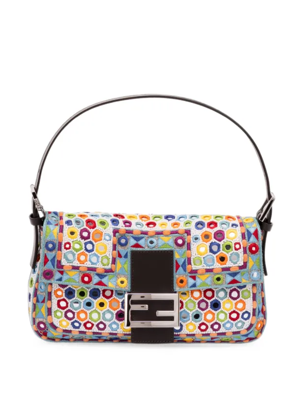 Fendi Baguette Bead-embellished Shoulder Bag in Blue