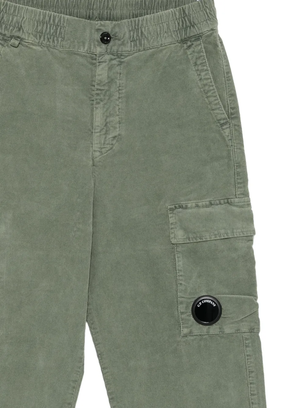 C.P. Company Kids Ribfluwelen cargo broek met Lens-detail Groen