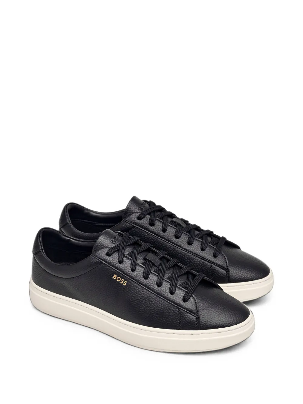 BOSS Kieran grained-leather sneakers Zwart