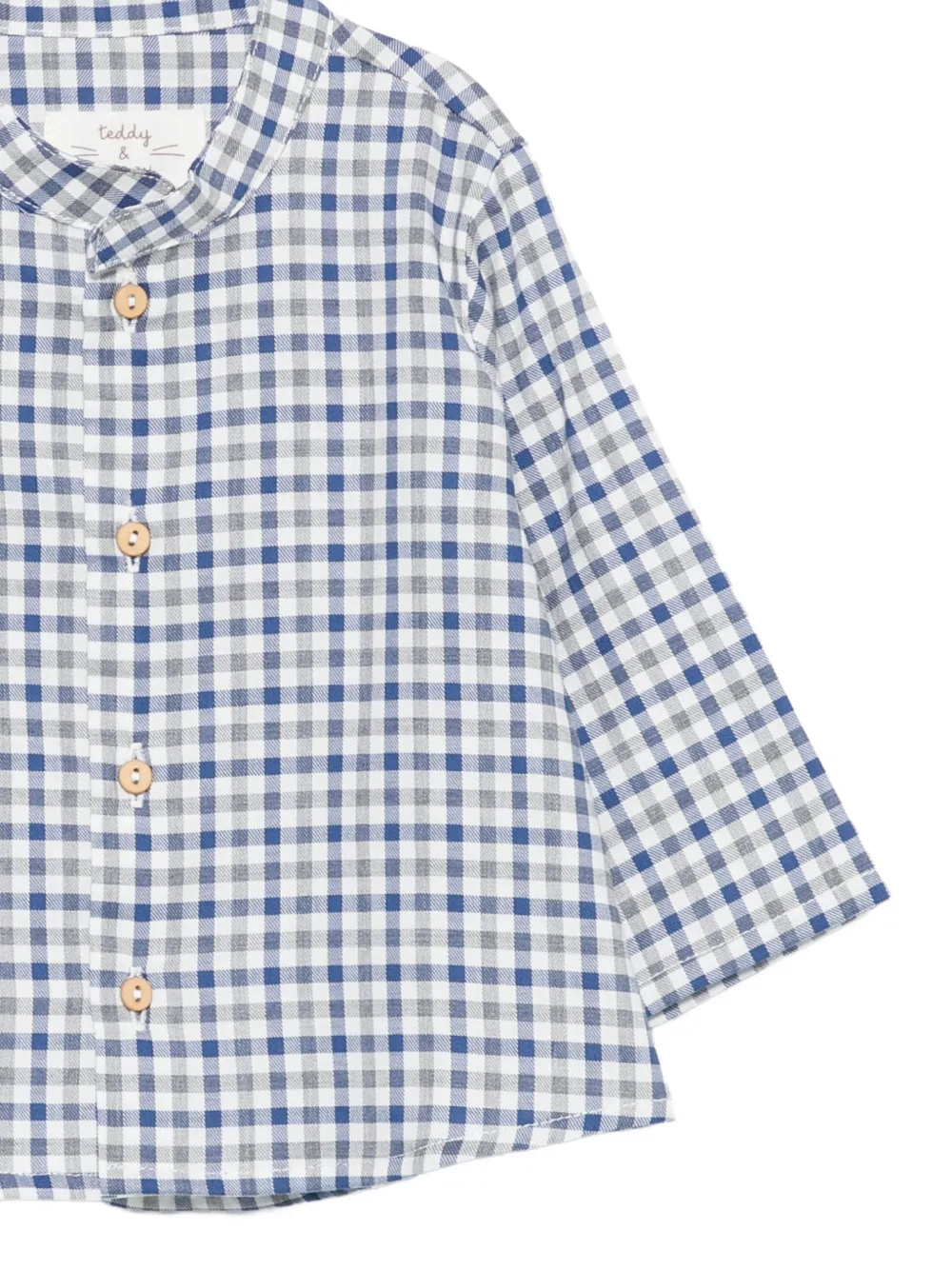 TEDDY & MINOU Shirt met gingham-ruit en bandkraag Wit