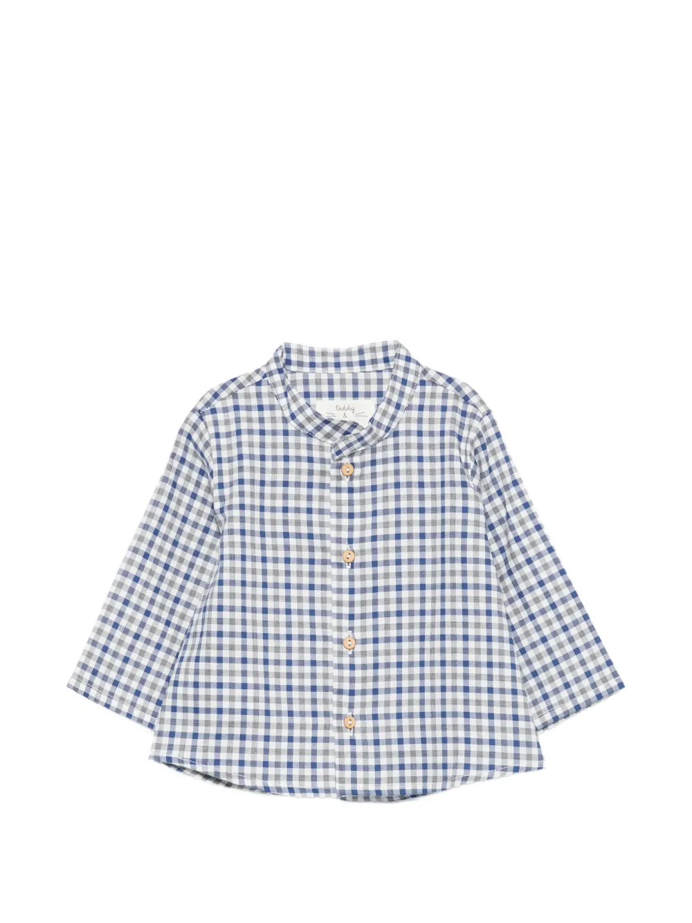 TEDDY & MINOU gingham-check band-collar shirt - Bianco