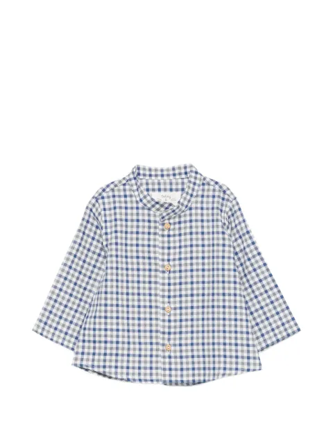 TEDDY & MINOU gingham-check band-collar shirt