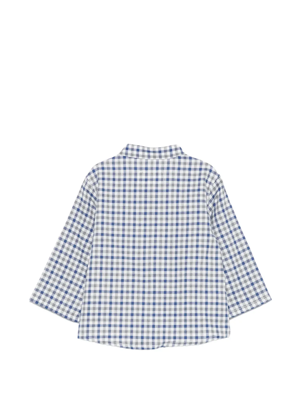 TEDDY & MINOU Shirt met gingham-ruit en bandkraag Wit