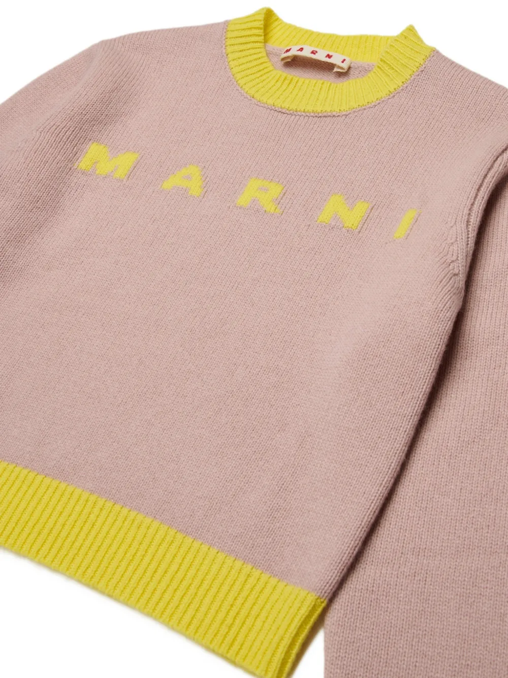 Marni Kids intarsia-logo knitted sweater Roze