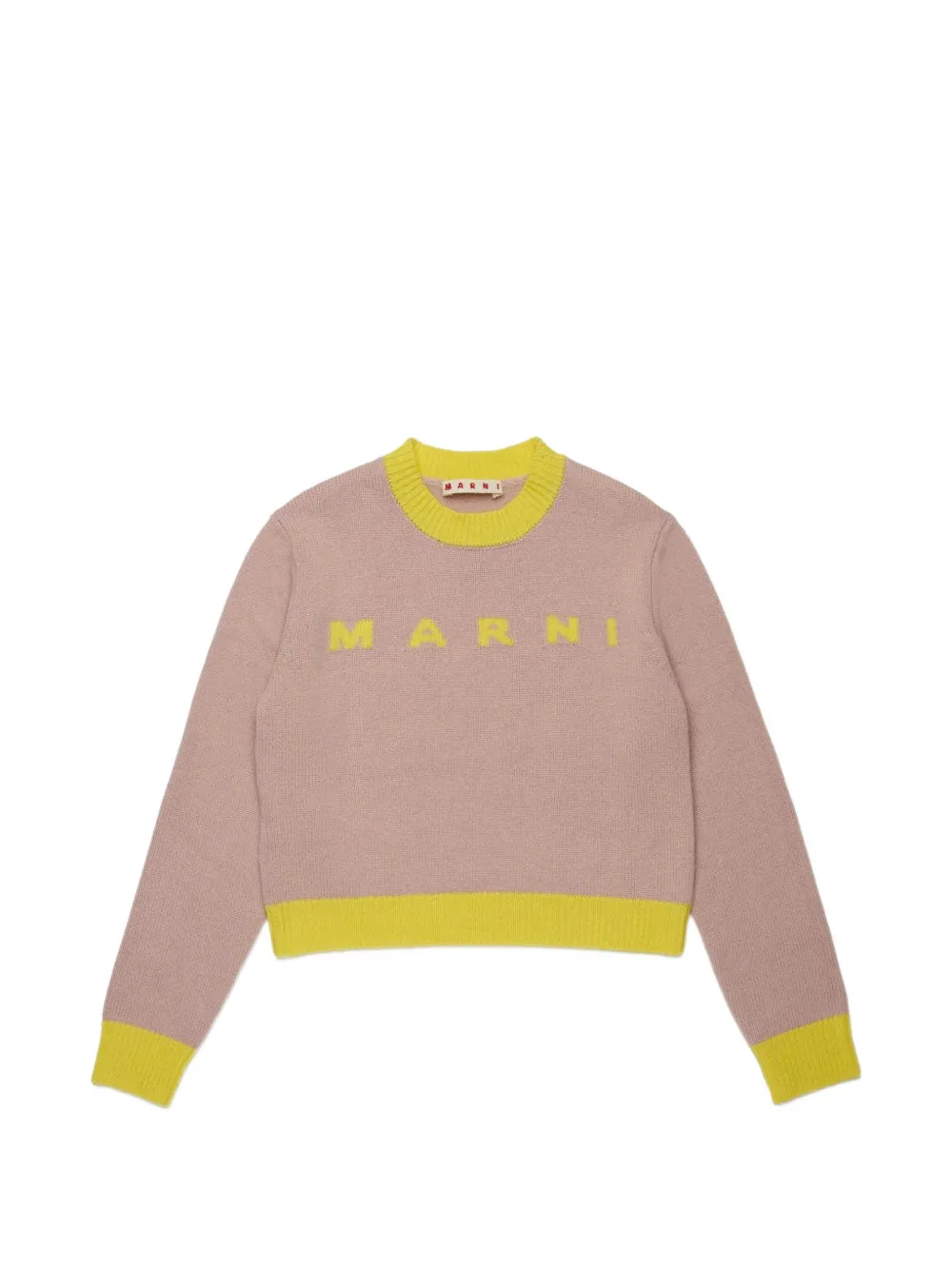 Marni Kids intarsia-logo knitted sweater Roze