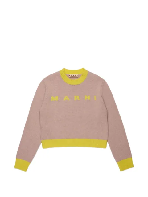 Marni Kids intarsia-logo knitted sweater