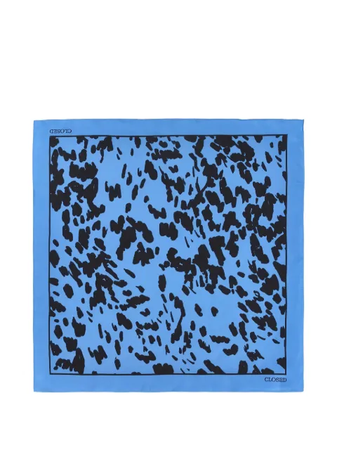 Closed abstract animal-print silk scarf