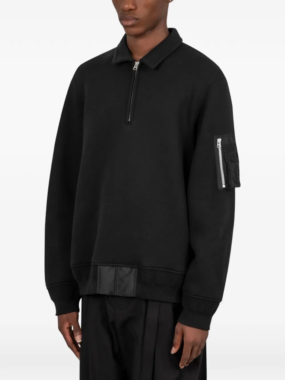 sacai Utility poloshirt met kwartrits Zwart