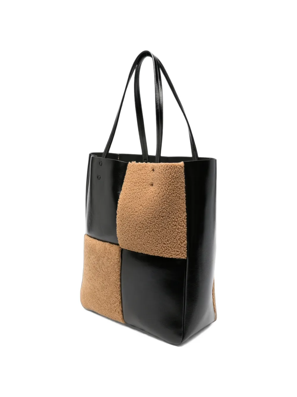 KHAITE Shopper met lammy vlak en patchwork Zwart