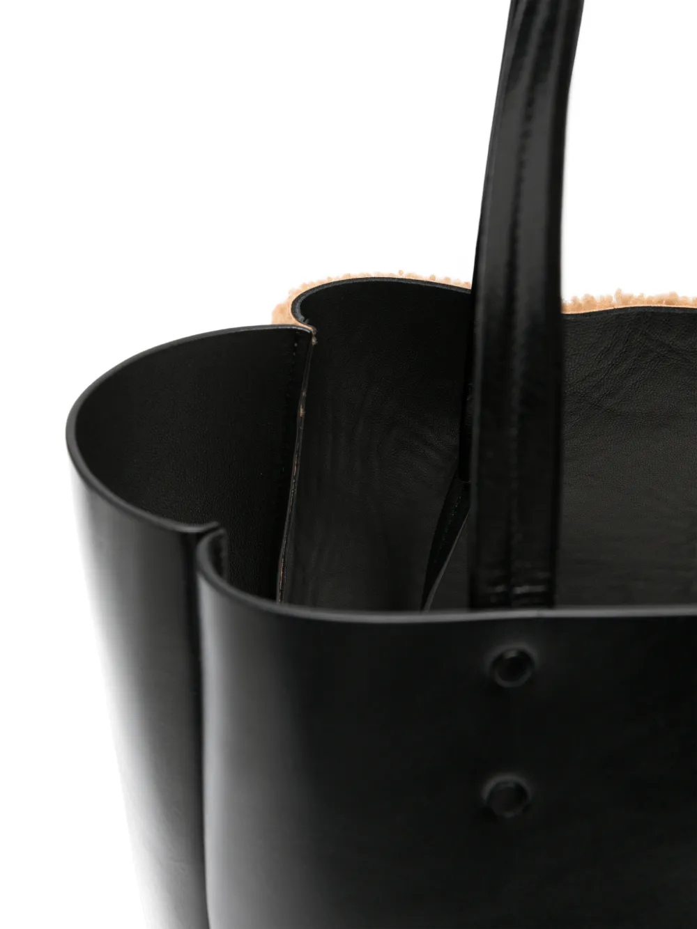 KHAITE Shopper met lammy vlak en patchwork Zwart