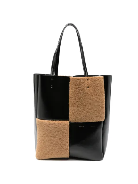 KHAITE bolso shopper con diseño patchwork y panel de pelo
