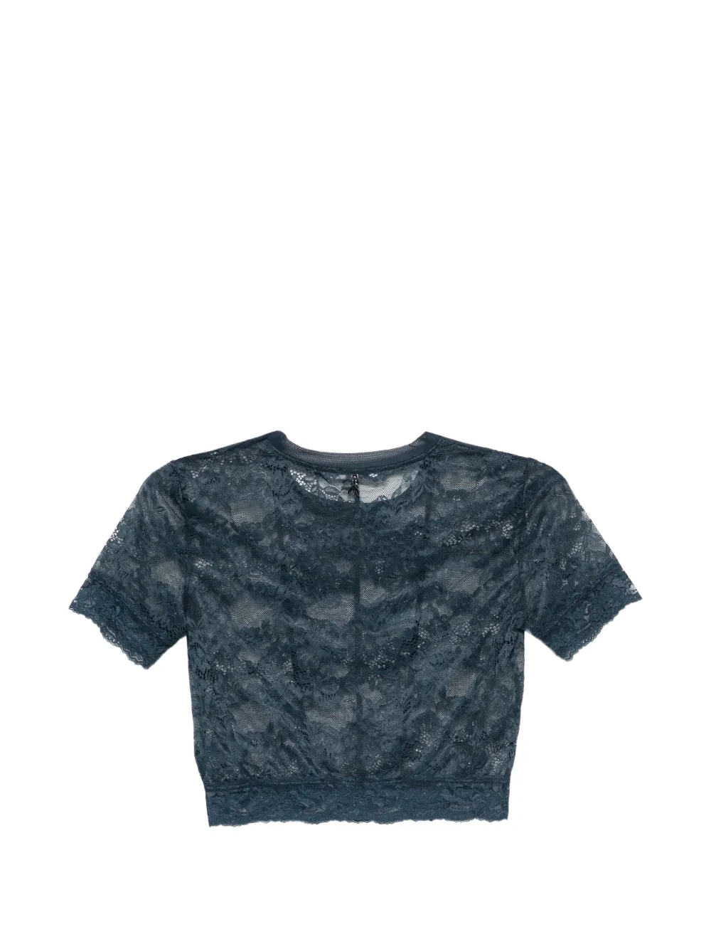 Patrizia Pepe Cropped T-shirt met kanten vlakken Blauw