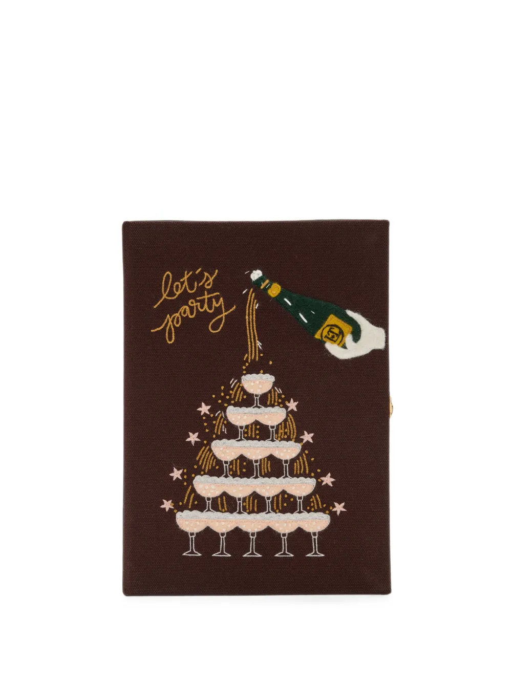 Olympia Le-tan Let`s Party Embroidered Book-shaped Clutch Bag In Brown