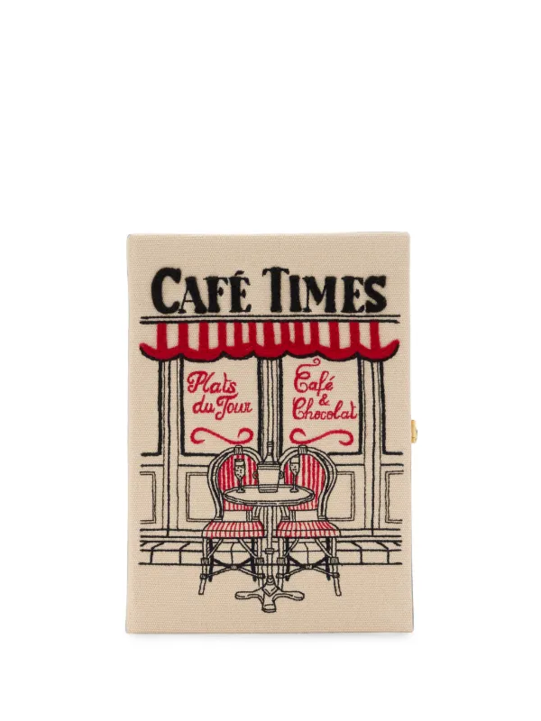 Olympia Le-Tan Café Times Embroidered Clutch Bag in Neutrals