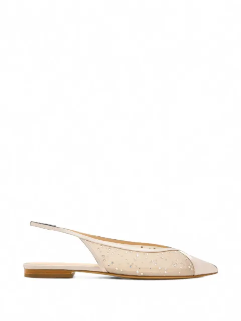 Andrea Wazen Ines crystal-embellished mesh flat pumps