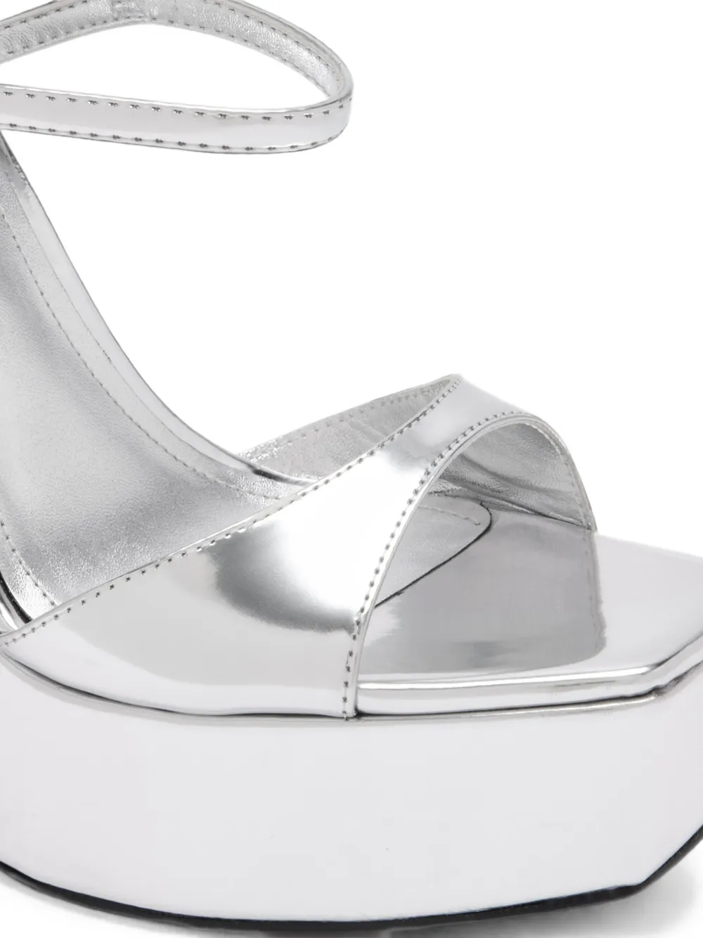 Schutz Metallic Platform Sandals In White