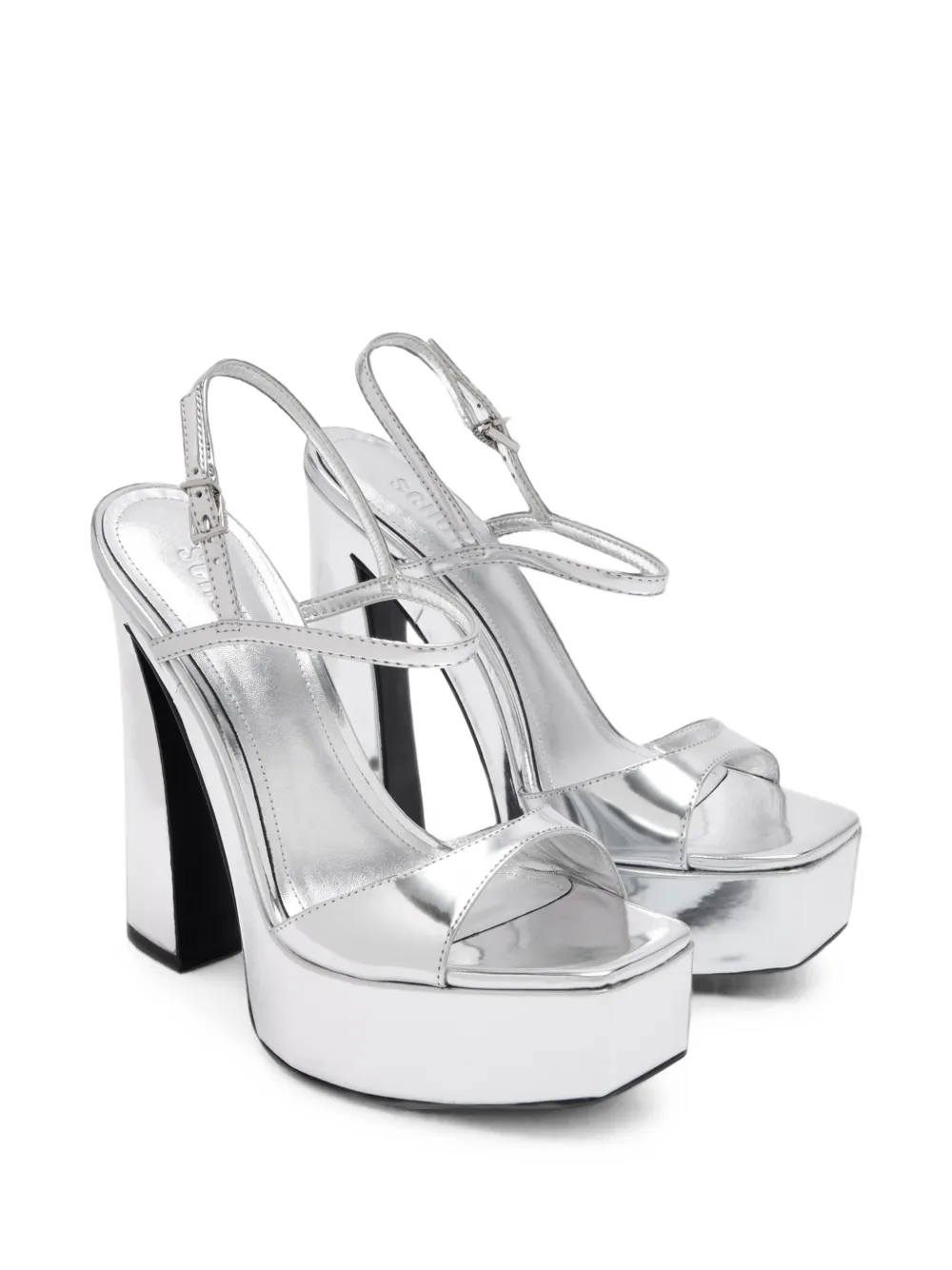 Schutz Metallic Platform Sandals In White