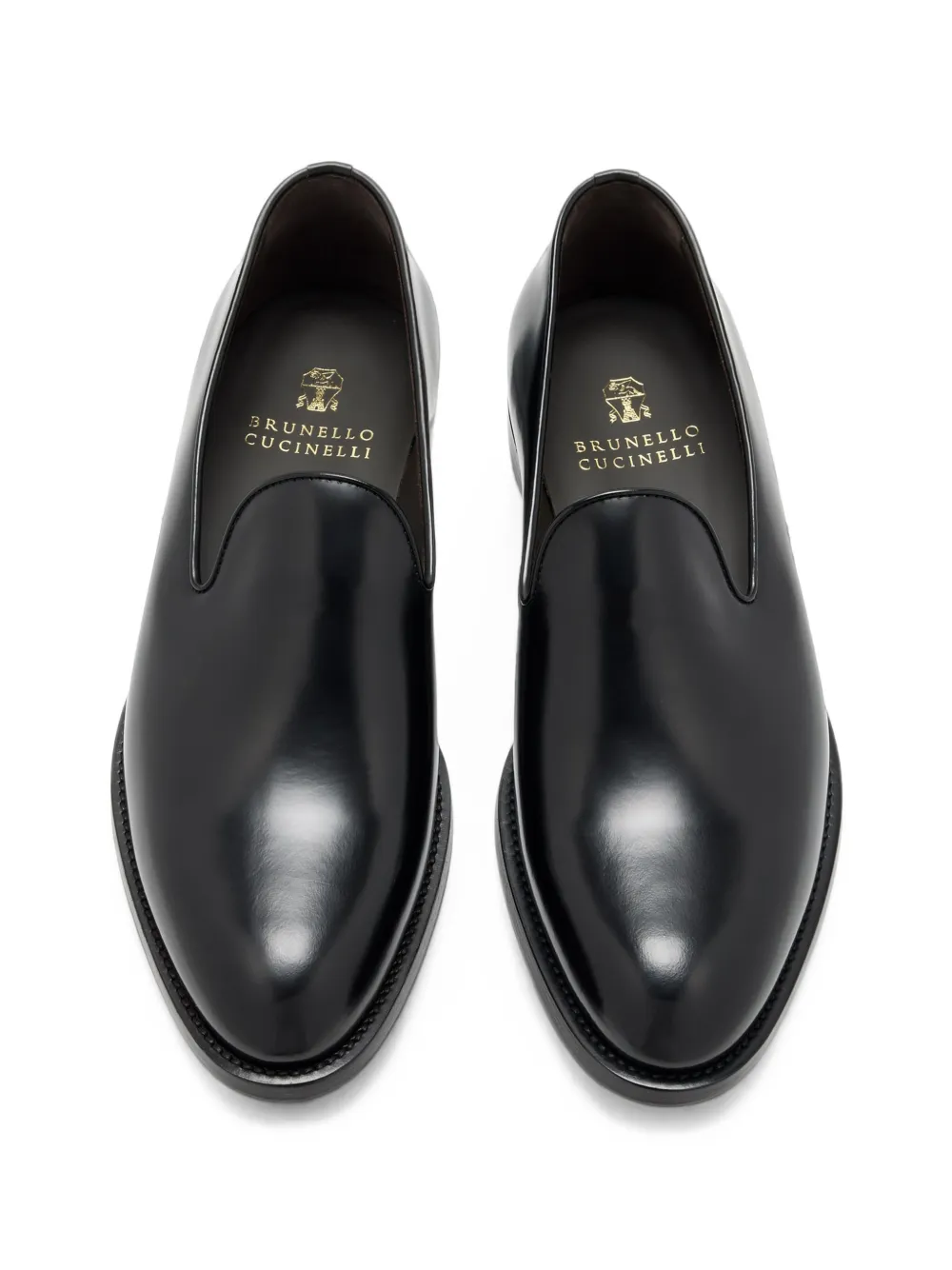 Brunello Cucinelli polished-leather loafers Zwart