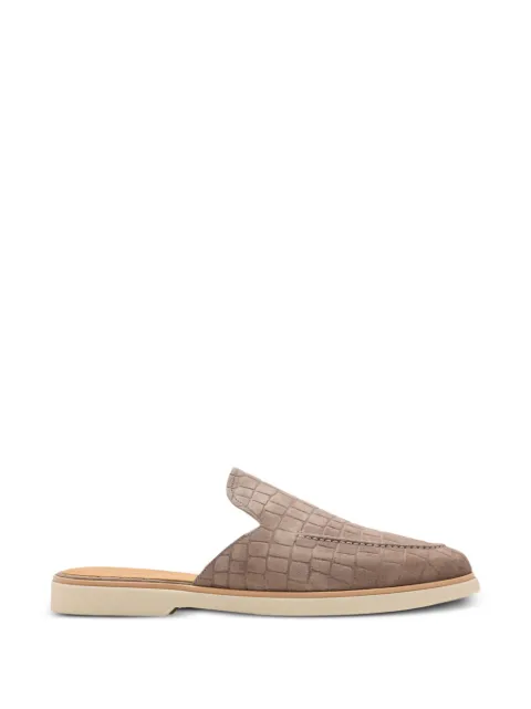 Magnanni crocodile-effect suede mules