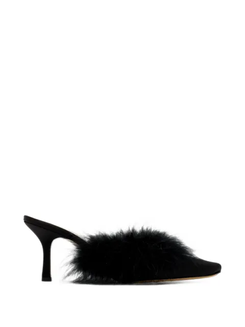 MACH & MACH Carolyn B feather-trim mules
