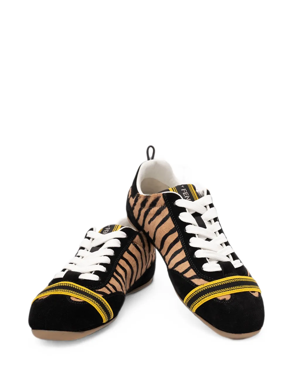 FENDI Wrap tiger-print panelled sneakers Bruin