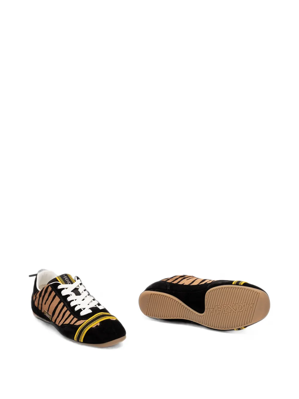 FENDI Wrap tiger-print panelled sneakers Bruin