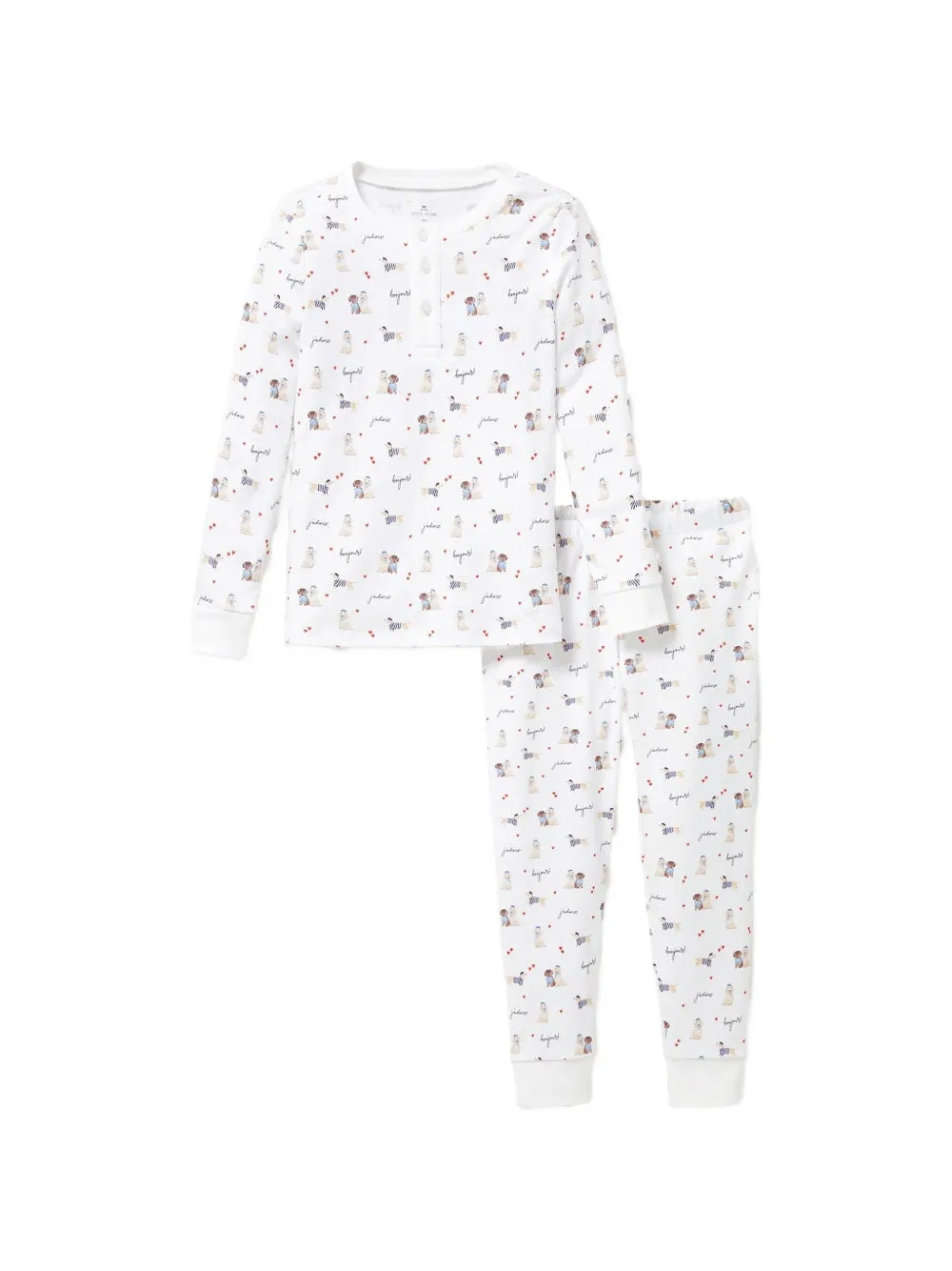 Petite Plume dog-print cotton pajamas - White