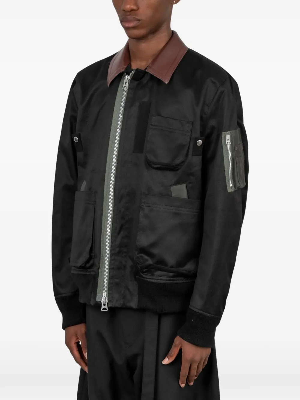 sacai Katoenen chino jack Zwart