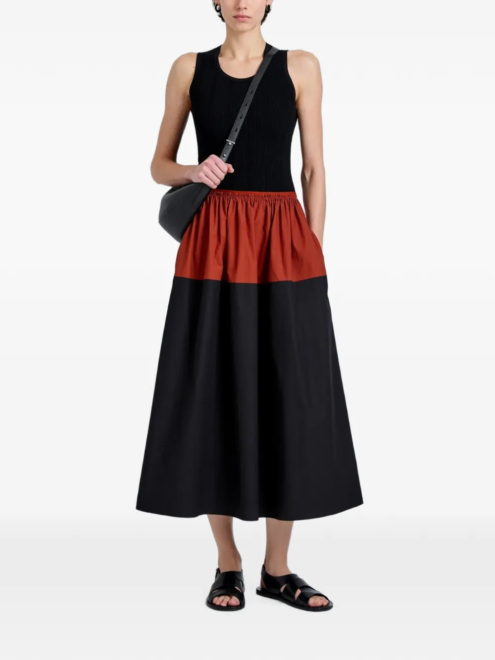 Proenza Schouler White Label Nyla midi-rok met colourblocking Rood