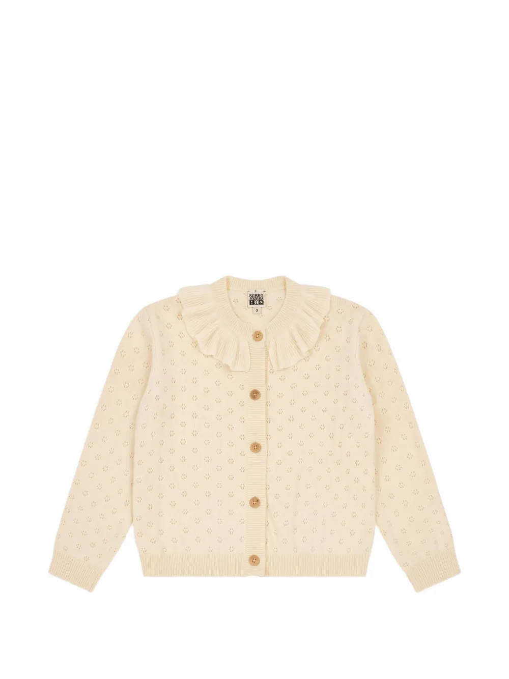 Bonton Corol ruffled pointelle-knit cardigan - Toni neutri