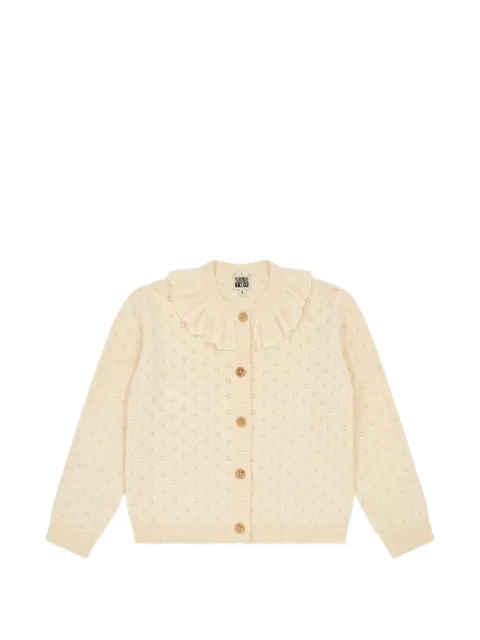 Bonton Corol ruffled pointelle-knit cardigan