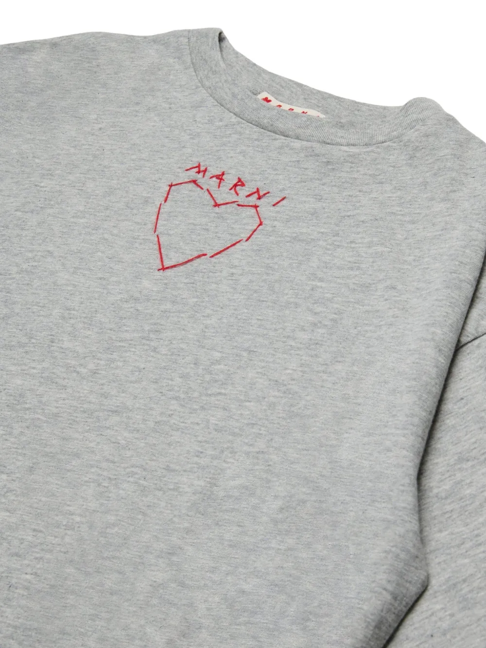 Marni Kids heart-embroidered T-shirt Grijs