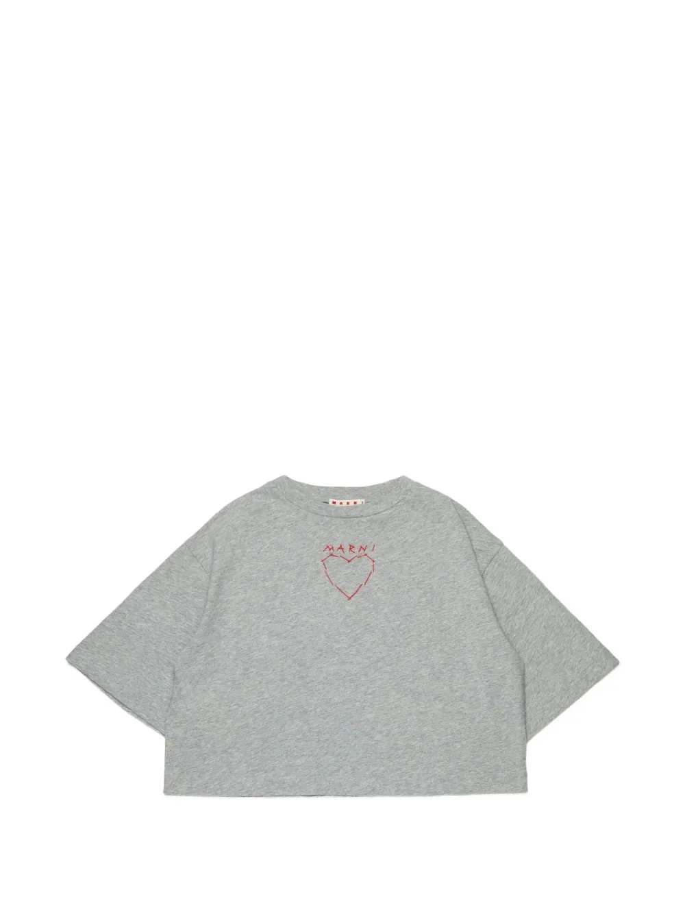 Marni Kids heart-embroidered T-shirt - Grau