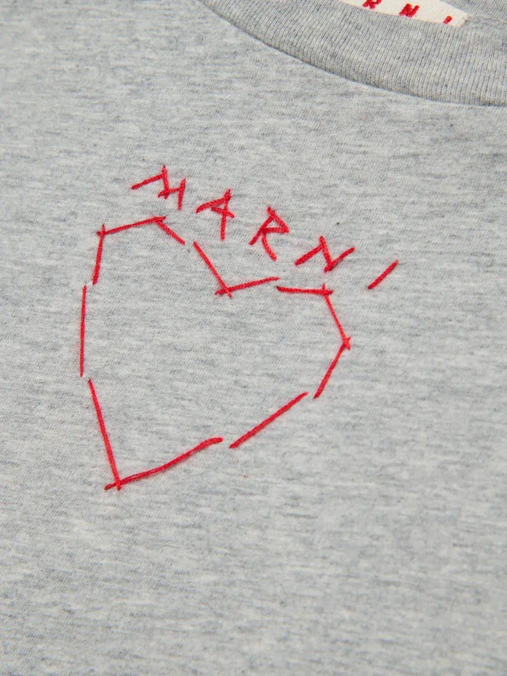 Marni Kids heart-embroidered T-shirt Grijs