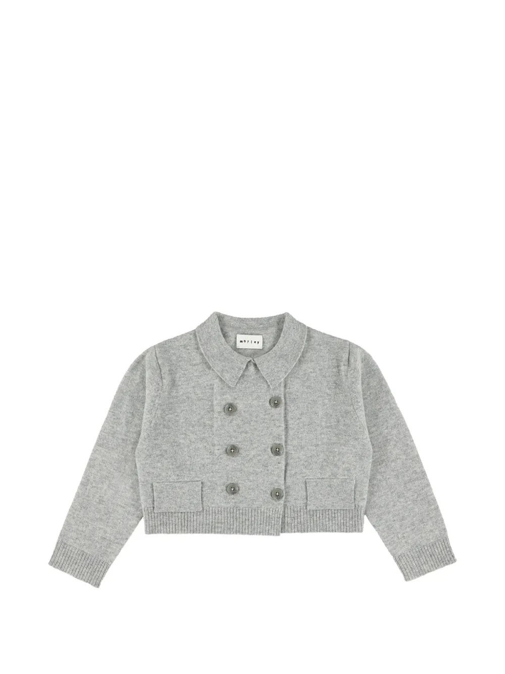 Morley Kids' Double-breasted Knitted Cardigan In Gray