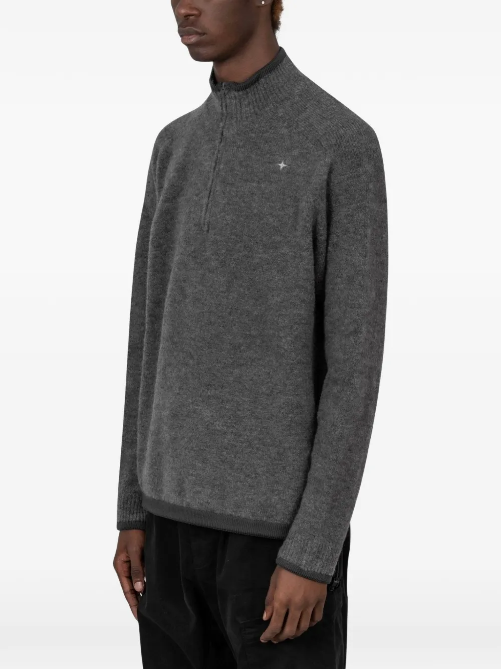 Stone Island 5100026 S.I. Stellina trui van geborstelde wol Grijs